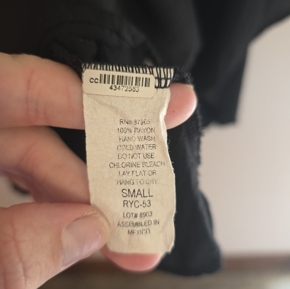 ELAN Black Flowy Bell Sleeve Lightweight Blouse with Boho Crochet Detail Size S - Picture 5 of 7